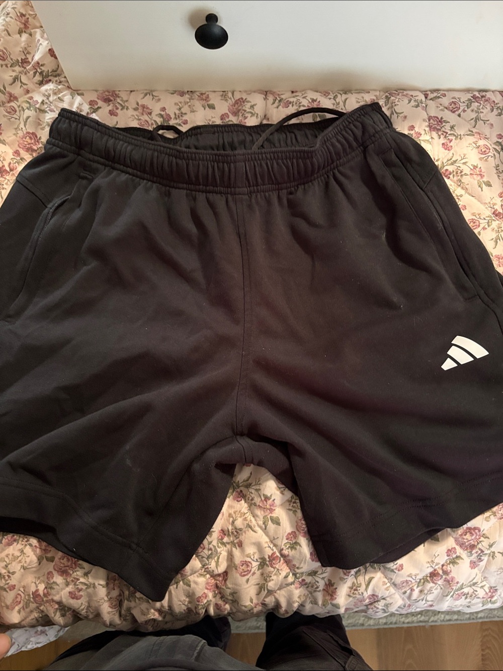 adidas Black Men's Athletic Shorts with White Logo